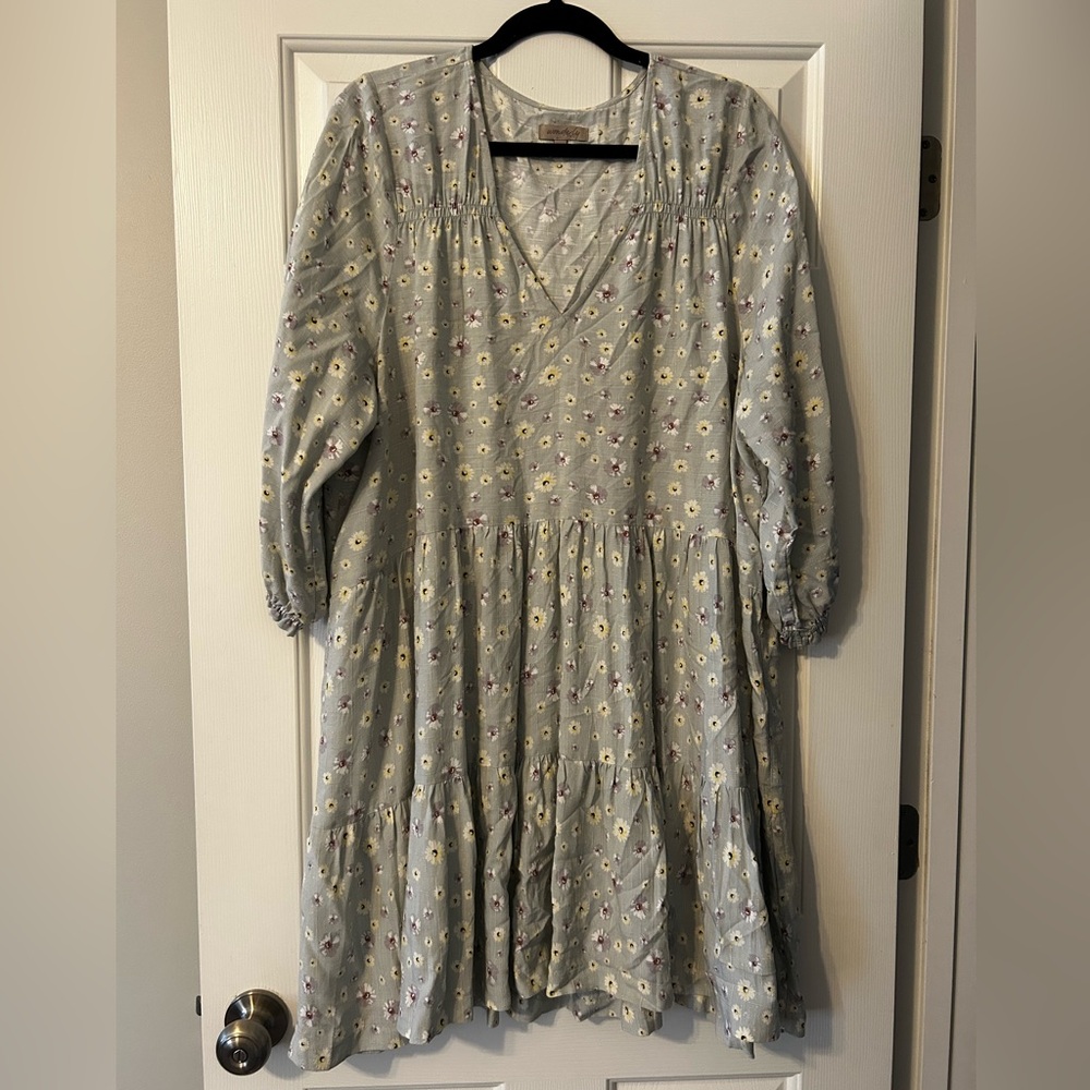 Wonderly Women’s Dress in Light Green with Floral Pattern Size 1X